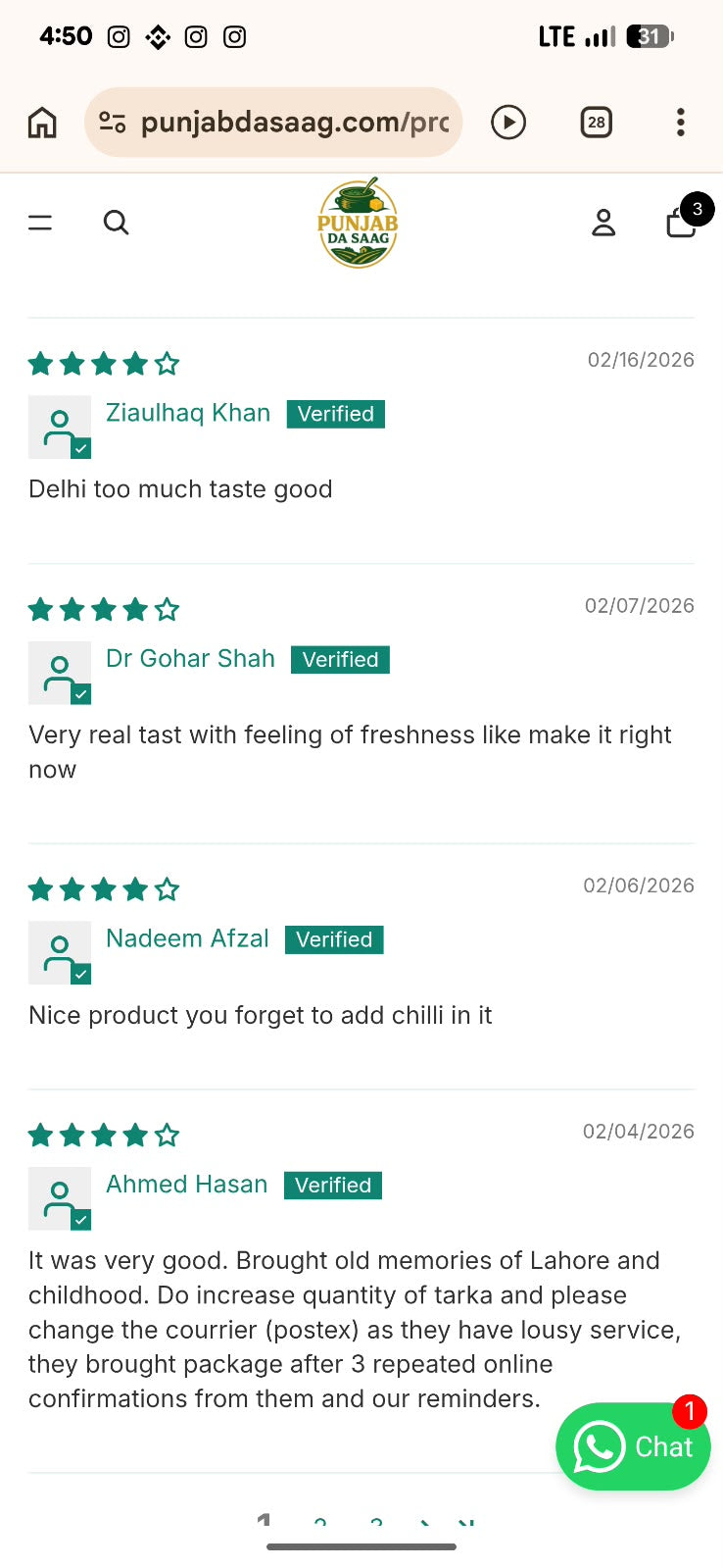Customer review screenshot